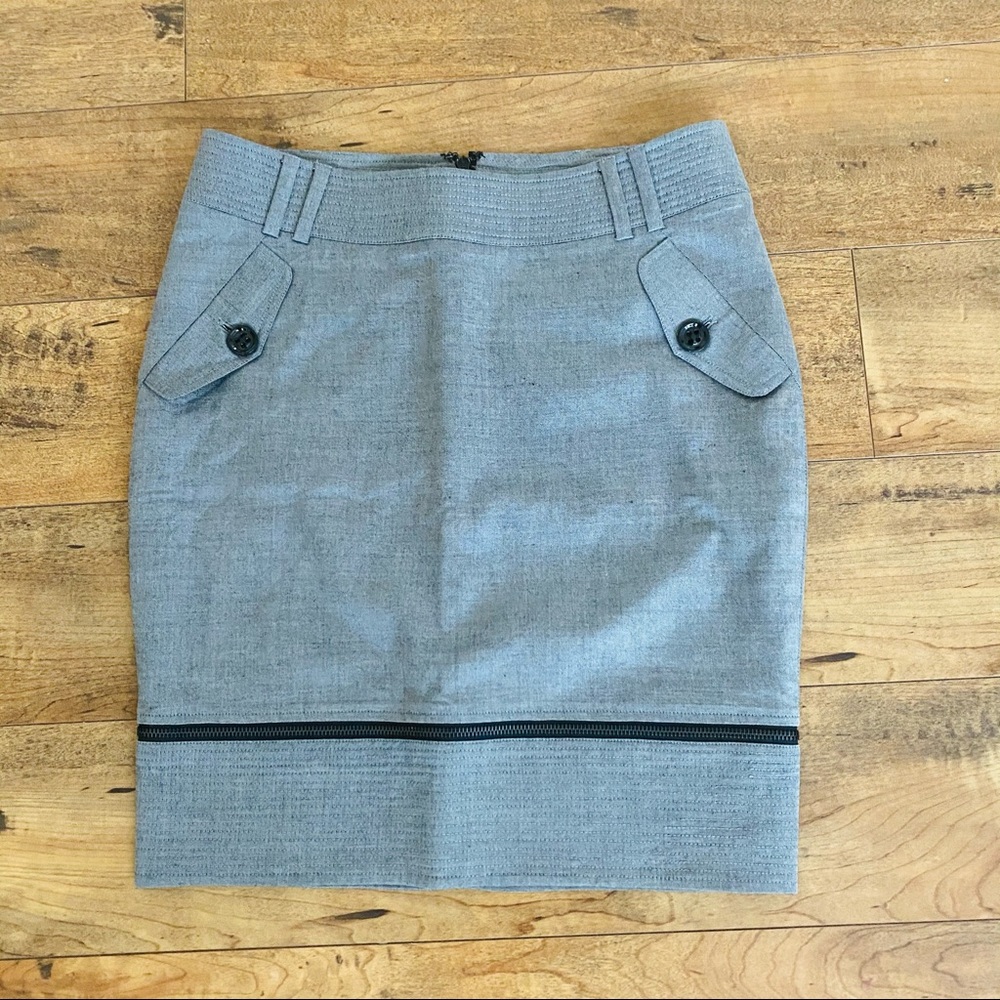 Bebe grey pencil skirt with zipper detail & lining